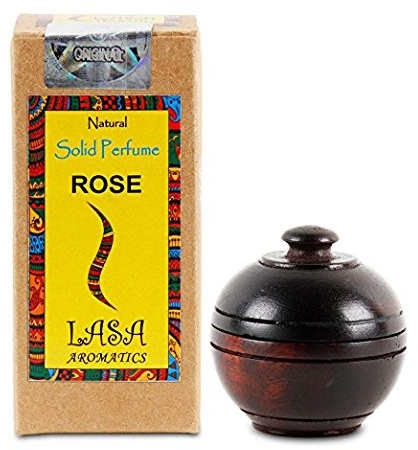 Musc solide naturel de corps de parfum de Rose de Lasa Aromatics dans le pot en bois - 6 gm