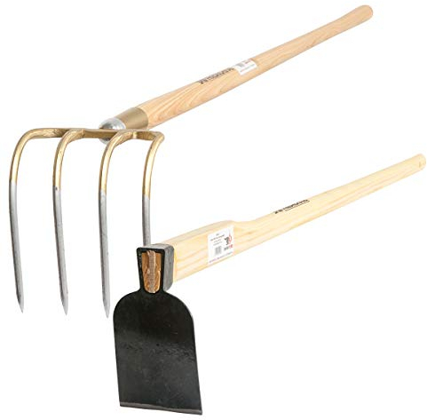 SHW-FIRE Kartoffelhacke und Kleinhacke mit Eschenholz-Stiel, 135cm - Ideal für den Garten