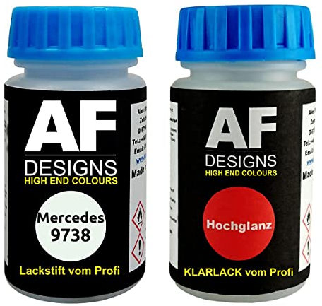 Alex Flittner Designs Pennarello a vernice per Mercedes/Daimler Benz 9738 bianco ghiaccio + vernice trasparente da 50 ml