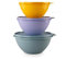 Tupperware Wonder Bowl 1.75 L Smoke Blue + 1.1 L Lilac + 775 ml Orange Mixing Bowl + Orange Peeler Red