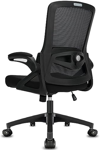Milacyee Bürostuhl Ergonomischer, Schreibtischstuhl mit Klappbaren Armlehnen, Höhenverstellbarer Bürostuhl mit Verstellbarer Lendenwirbelstütze und leisen Rollen, Chefsessel Belastbarkeit 120kg