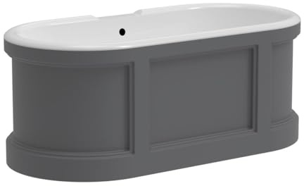 Vente-unique-Bañera exenta estilo rústico chic - Gris mate - 161L - 152 x 74 x 60 cm - CAVASO