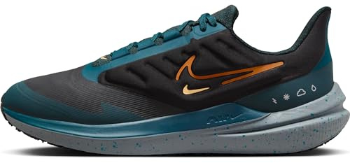 NIKE Air Winflo Shield Lowman, Black Safety Orange Geode Teal, 12 US