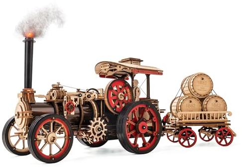 ROKR 3D Puzzle Car Model Kits for Adults to Build Vintage Car Locomotive Steam Tractor Hobbies for Adults UK Unique Father's Day Gifts Idea for Men(Steam Engine)