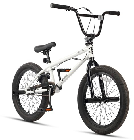 AVASTA Hesper 20 Zoll Kinderfahrrad Freestyle BMX Fahrräder für 6 7 8 9 10 11 12 13 14 Jahre alte Jungen mit 4 Heringen, Weiß