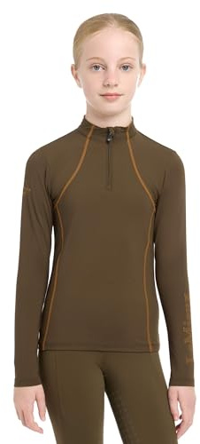 LeMieux Young Rider Base Layer - 1/4 Zip with 360° Stretch - Moisture Wicking Fabric - Equestrian Apparel & Gear for Horseback Riding - Alpine - 7-8 Years