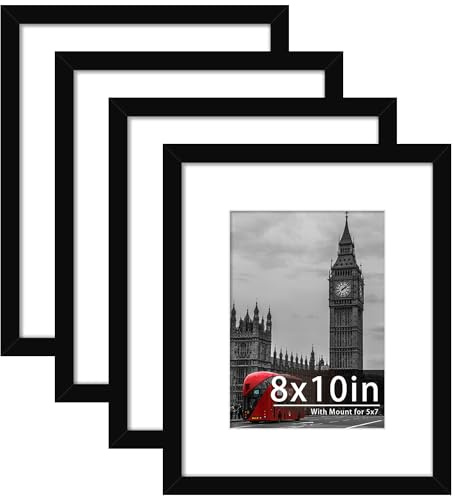 Tinkeps 8x10 Picture Frame, Black, 4 Pack