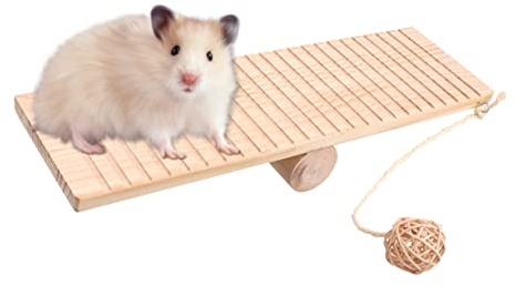 JUMPLAWN Wooden Hamster Seesaw Durable Balance for Pet Fun and Play for Hamsters Easy to Clean Creative Training Platform Adds Joy to Your