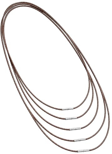 YAWYO Lot de 5 Cordons de Collier en Cuir Marron avec Fermoir, 45cm 50cm 55cm 60cm 70cm, Fil de Cuir 1,5mm pour Création de Bijoux DIY Homme et Femme