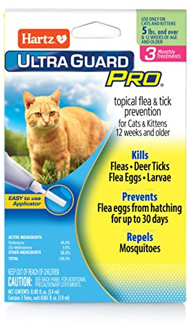 Hartz UltraGuard Pro Topical Flea & Tick Prevention for Cats and Kittens - 3 Monthly Treatments