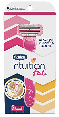 Schick Intuition f.a.b. Razor, Effortless Shaving for Women, 1 Handle and 2 Razor Blade Refills