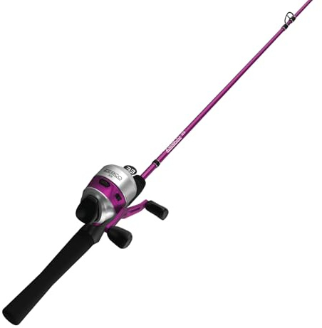 Zebco 33 Spincast Reel and Fishing Rod Combo, 6-Foot 2-Piece Durable Fiberglass Fishing Pole, QuickSet Anti-Reverse Fishing Reel with Bite Alert, Pink