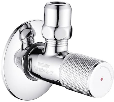 nomona Valvola angolare per acqua con leva singola, attacco a parete G1/2 x G3/8, rubinetto per lavabo in ottone cromato, valvola angolare per rubinetto G3/8 bagno Kithchen (marcatura: rosso)