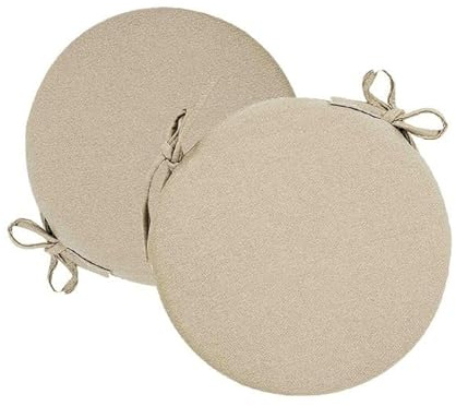 Russo Tessuti Set 6 Cuscini Coprisedia Cucina Sgabelli Rotondi Lacci Double Face Sfoderabili-Beige