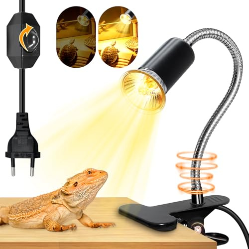 Lampe Chauffante Tortue, Lampe Chauffante Poussin, Col de cygne 11 mm 40 cm épaissi et allongé, Douille Ampoule avec Interrupteur Dimmable, Douille E27 en Céramique, Lampe Pince,pour Reptile Plante