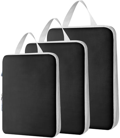 Cozary Organizer Packing Cubes Compression – 3 Stück Reise-Set – Hochwertiges Oxford-Gewebe & Viel Stauraum – Travel Essentials Kofferorganizer für Handgepäck und Rucksack