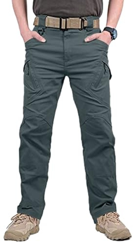 YAOBAOLE Pantalon Tactique Homme Pantalons Militaire Homme Treillis Pantalon Cargo Pantalons Chasse Gris Foncé 2XL