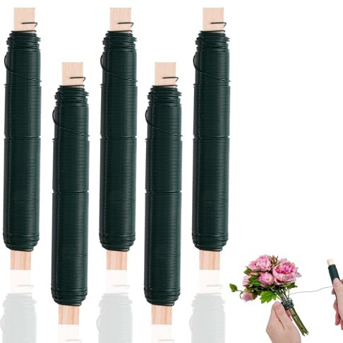 5 Rotoli Filo di Ferro zincato per Piante, 0.71 mm x 30 m Filo Giardinaggio per L'artigianato e Legare Le Piante, Filo da Giardino per Fissaggio di Fiori e Piante, Filo da Legatura per Giardino