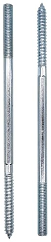 SKIR'CO (4 pcs) Zinc Plated Hanger Bolts M10 x 220 mm, Double Ended Thread Dowel Screws, Double Headed Bolts