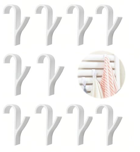 JYNXOR 10 Pcs Ganci per Termoarredo Bagno Bianchi, Ganci Per Radiatori, Gancio Termoarredo Bagno, Appendi Accappatoio Bagno per Accappatoio, Vestiti e Asciugamani,Porta Asciugamani Per Scaldasalviette