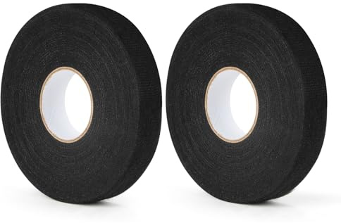 flintronic Ruban de Câbles, 2 Pièces 25m x 19mm Ruban Adhésif en Tissu PET, Résistant à la Chaleur Rubans, pour Câble Haute Température, Rubans Isolant Noir pour Ménage Moto Voiture Faisceaux de Câble