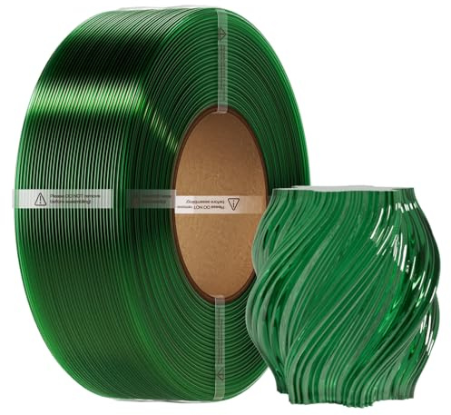 Creality CR-PETG filament, påfyllningspaket 1,75 mm, 1 kg för 3D-skrivare, för återanvändbar spole, mått ± 0,03 mm, luktfri och fuktsäker, transparent grön