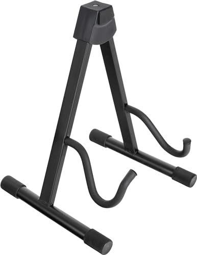 Classic Cantabile GS-2009E Gitarrenständer für E-Gitarre/E-Bässe - 3-fach verstellbar - Druckknopfsystem - zusammenlegbar - gepolsterte Auflagefläche - Gummifüße - schwarz