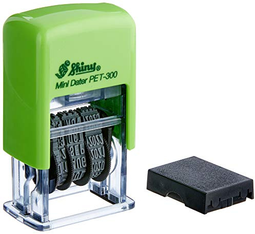 Shiny PET-300 Self-inking Date Stamp (3.8mm Character Height) , Green