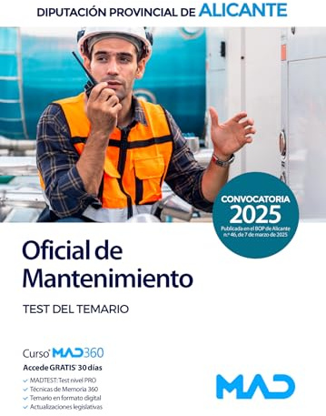 Oficial de Mantenimiento de la Diputación Provincial de Alicante. Test del temario