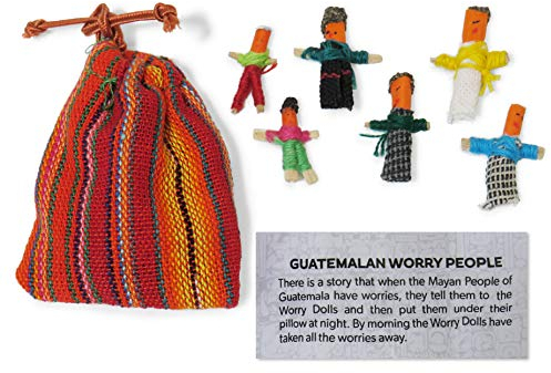 Sorgenpüppchen, Guatemaltekisch, Beuel Mit 6 Handgefertigten Kleinen Puppen