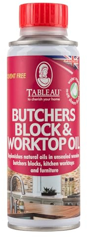 Tableau Butchers Block And Worktop Oil 200ml. Protect and Restore Wood Cutting Boards, Butcher Blocks And Countertops. Solvent Free Worktop Oil. Enhance And Protect Kitchen Worktops Matt Finish