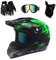 VOMI Mopedhelm Motocross Helm Herren, Serie HM-718 Motorradhelm Set Damen Fullface Motorrad DH Cross Offroad Enduro Mountainbike Helme mit Visier Brille Handschuhe Maske (Black Green XL)
