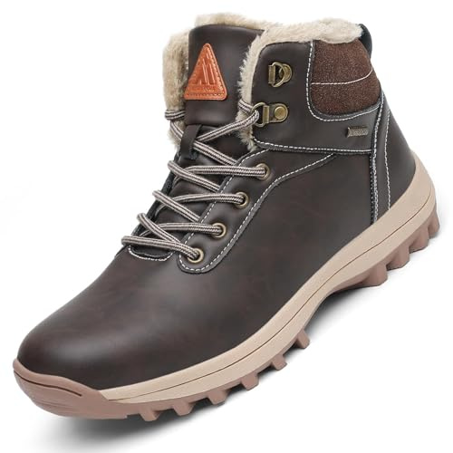 Mishansha Hombre Botas de Invierno Mujer Impermeables Botines de Nieve Deporte Trekking Zapatos marrón, 38 EU
