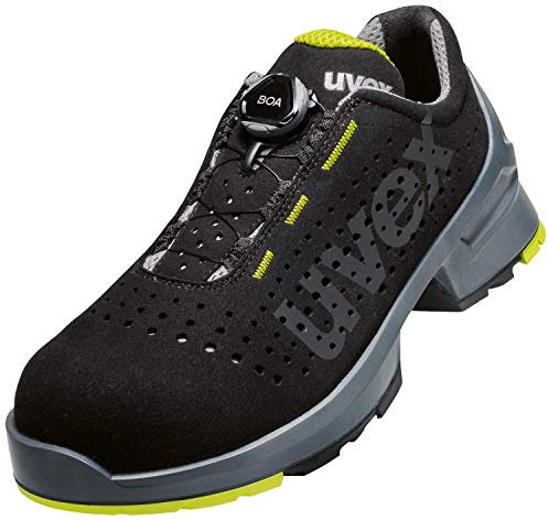 Uvex 1 BOA Sicherheitsschuhe S1 SRC, Halbschuhe, leichte Arbeitsschuhe für Damen & Herren, Schwarz/Lime, Größe 38