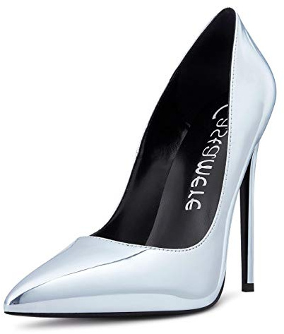 Castamere Mujer Zapatos de Tacón Zapatos Mujer Tacon Fiesta Sexy Clásico Stilettos High Heels Forro Negro Zapatos Tacones Altos 12cm Plateado Zapatos EU 43