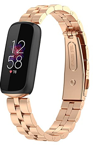 Chofit Bracelets compatibles avec Fitbit Luxe bracelet, remplacement réglables en acier inoxydable en métal d'affaires Bands Montre pour luxe activité traqueur (Or rose)