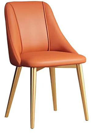 Läder accent stol soffa stol vardagsrum stolar fritidsstol stoppad stol med metallben för hem kök kontor bistro café, modern vingrygg fåtölj lässtol (färg: orange)