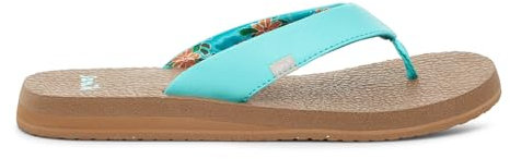 Sanuk Yoga Mat Vintage Floral | Flip Flops for Women | Yoga Sandals For Women | Women's Beach Sandals | Memory Foam Footbed, Türkis Spritzer, 38 EU