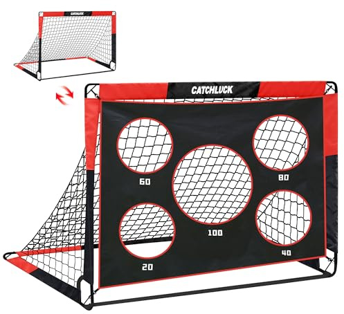 CATCHLUCK Football Goal Pop Up Football Net for Kids 4ft x 3ft, 5ft x 4ft, Outdoor Training Equipment with Target and Carry Bag