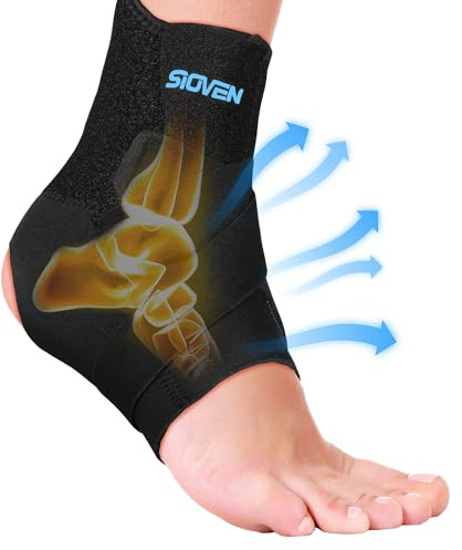 Sioven Ankle Support Brace for Sprained Ankle & Ligament Damage, Sports Protect, Plantar Fasciitis, Achilles tendonitis, Injury Recovery, Adjustable Ankle Brace Wrap Strap for Men and Women (M)