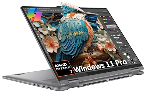 Lenovo Yoga 7 7i - Portátil 2 en 1 (visualización táctil FHD+ de 16 pulgadas, AMD Ryzen 7 8840HS (Beat i7-1355U), 16 GB de RAM, SSD de 1 TB, lápiz de precisión IST), PC AI, retroiluminado, huella