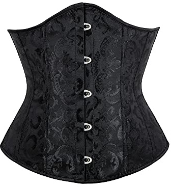 LYSINK Women Satin Waist Corset Tops Body Shaping Underbust Corset Palace Shaping Waistband Sexy Slim Bustiers (B-a-Black, XL)