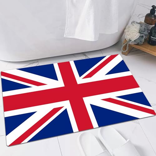 FSDGY Non-slip Barrier Mats Door Mat, Super Absorbent Entrance Rug Machine Washable Soft Floor Mat Carpet,Union Jack, traditional traditional flag United Kingdom modern British Loyalty, Seafo,24x35in