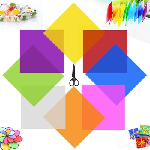 NCTNCX Cellophane Colorato 200 Pezzi Fogli Trasparenti Colorati 8 Colori Trasparenti Colorati Per Regali,Progetti Artistici E Artigianali, Dolciumi, Faretti