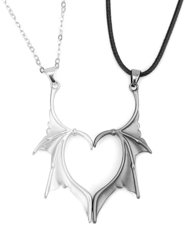 Mikovivi 2 Pièces Collier d'Amitié, Colliers Magnétiques Correspondants pour Couples Cadeau de Bijoux pour Anniversaire Femme Homme (Chauves-souris)