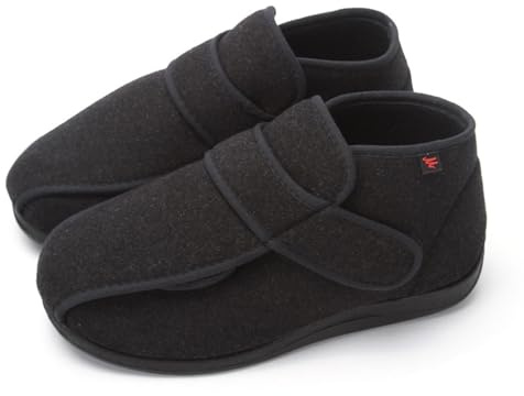Generico Scarpe Per Diabetici Pianta Larga per Uomo e Donna Stivaletti Pantofole Per Piedi Gonfi Aperta Ortopedico (Nero, Adulto, 51, Numero, Sistema Taglie Calzature EU, Media)