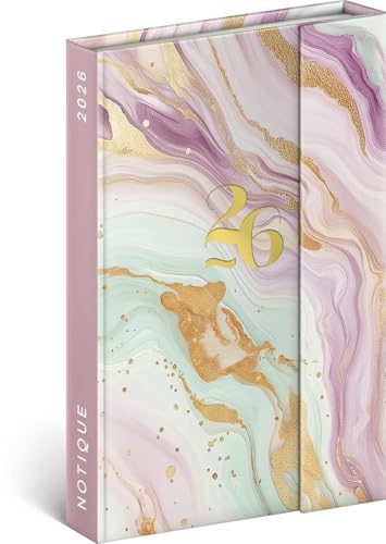 NOTIQUE 2026 Appointment Planner - Mini Pocket Planner approx. A6 with Magnetic Closure, Compact Weekly Planner 11x16cm, Hardcover Book Calendar with Monthly Overview (Pink Marble)