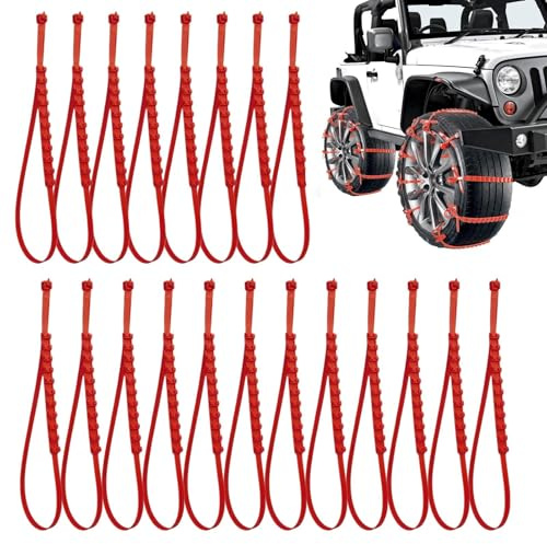 Cinghie di fissaggio per pneumatici da neve - PE 91x2x1 cm | Confezione da 20 cinghie regolabili antiscivolo, catene da neve regolabili per veicoli, pneumatici per auto, camion e SUV durante viaggi su