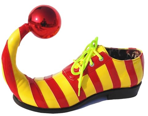 Modeewel Zapatos de disfraz de Halloween para hombre y mujer, zapatos de payaso, zapatos de payaso, botas de payaso, zapatos a rayas, oxfords con punta larga curvada, atuendo divertido