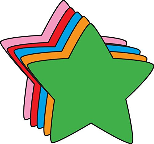 SHAPES ETC. 31 Pcs Star Large Assorted Color Cut-Outs 5.5in, Construction Paper Shapes, Bulletin Board Decorations, DIY Crafts, Space Themes, Celebrations, Wall Cut-Outs, Made in USA